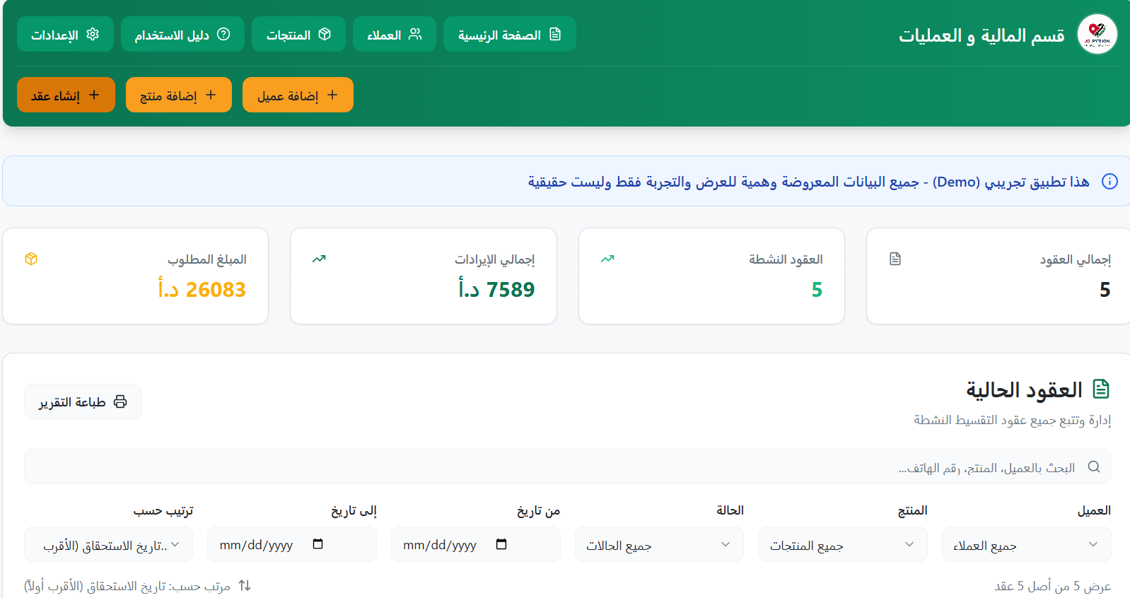 لوحة التحكم الرئيسية